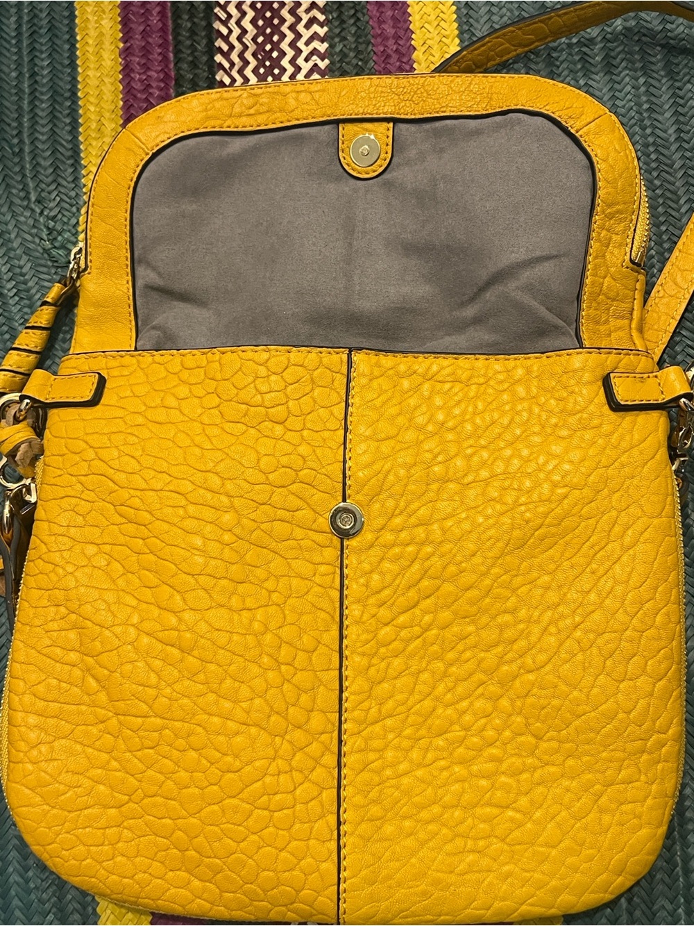 Vince Camuto Mustard Pebbled Leather Crossbody - Picture 5 of 9